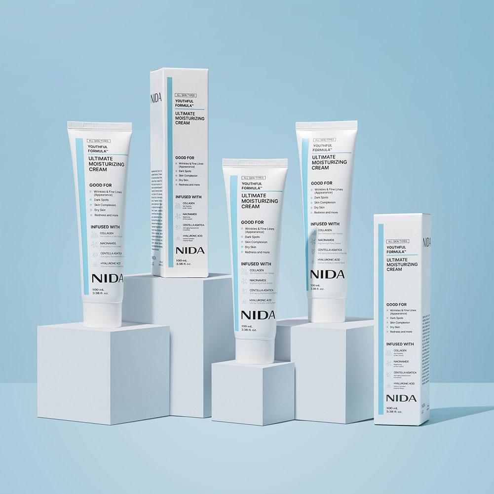 Skincare Centella - ニダ モイスチャライジングクリーム ツボクサエキス、ナイアシンアミド、ヒアルロン酸、コラーゲン配合 しわ、小じわ、黒ずみ、乾燥肌に