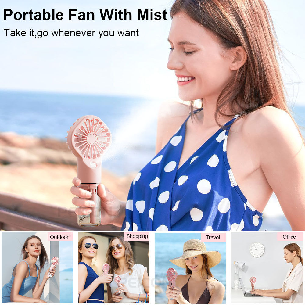 4段階風量調節、水スプレーミスト機能付きハンドファン、USB - Skincare Only You のレビューと価格
